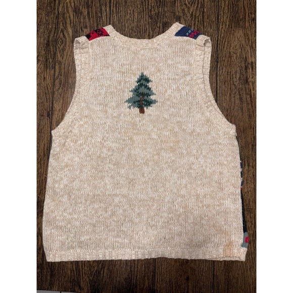 Vintage Gina Peters Sweater Vest Womens Medium Multicolor Patchwork Ramie 90s - Picture 5 of 5